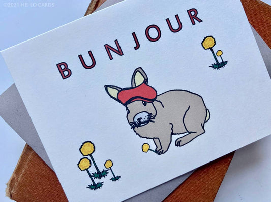Carte de vœux lapin « Bunjour »