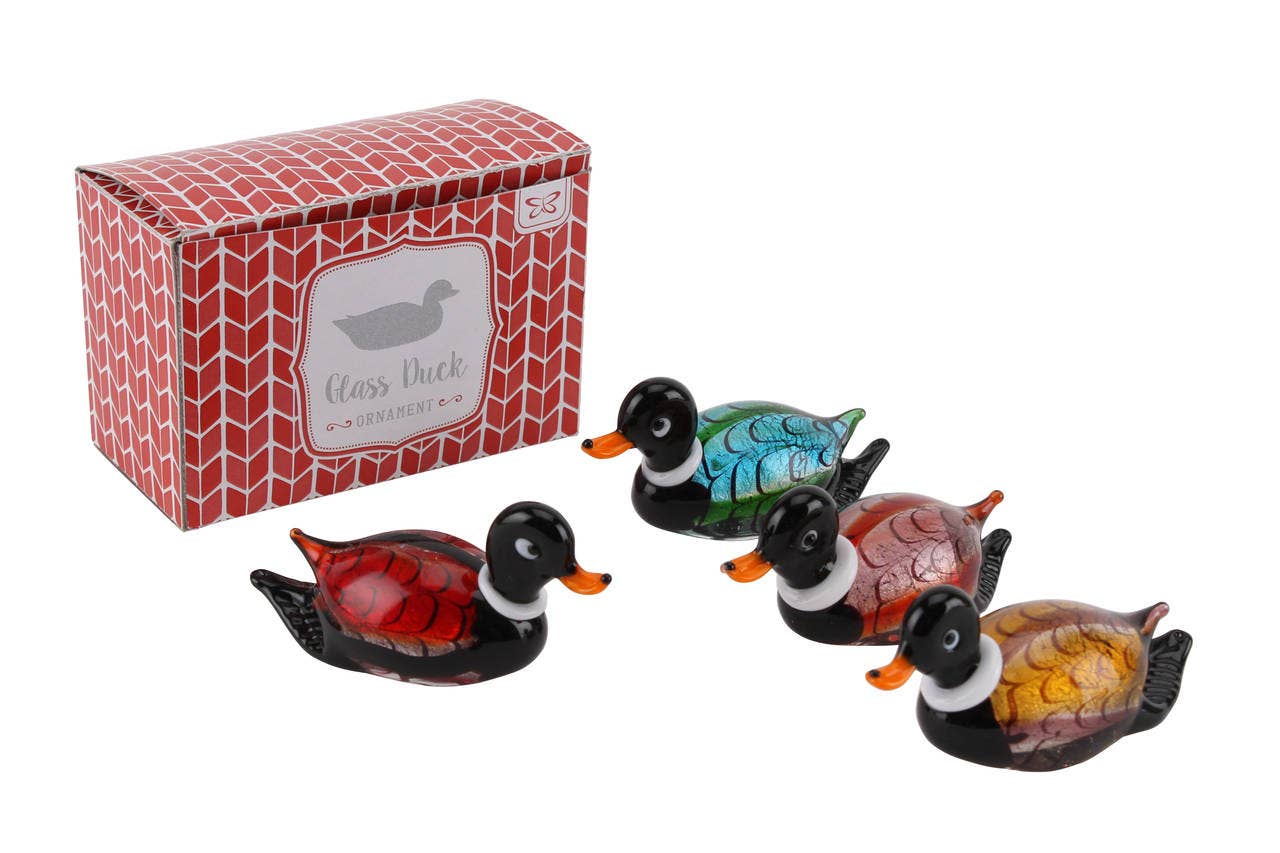 4er-Pack Entenfiguren aus Glas