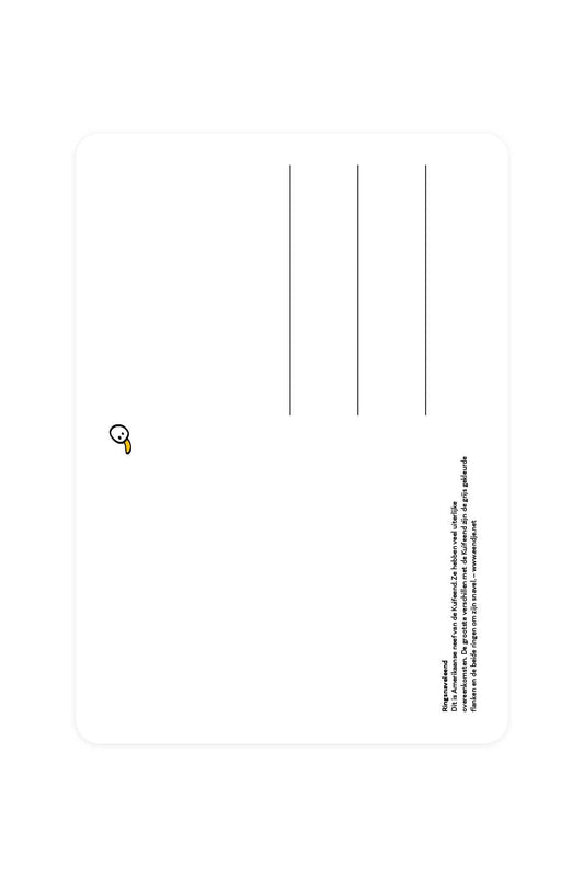 Postcard with duck and ring-shaped beans