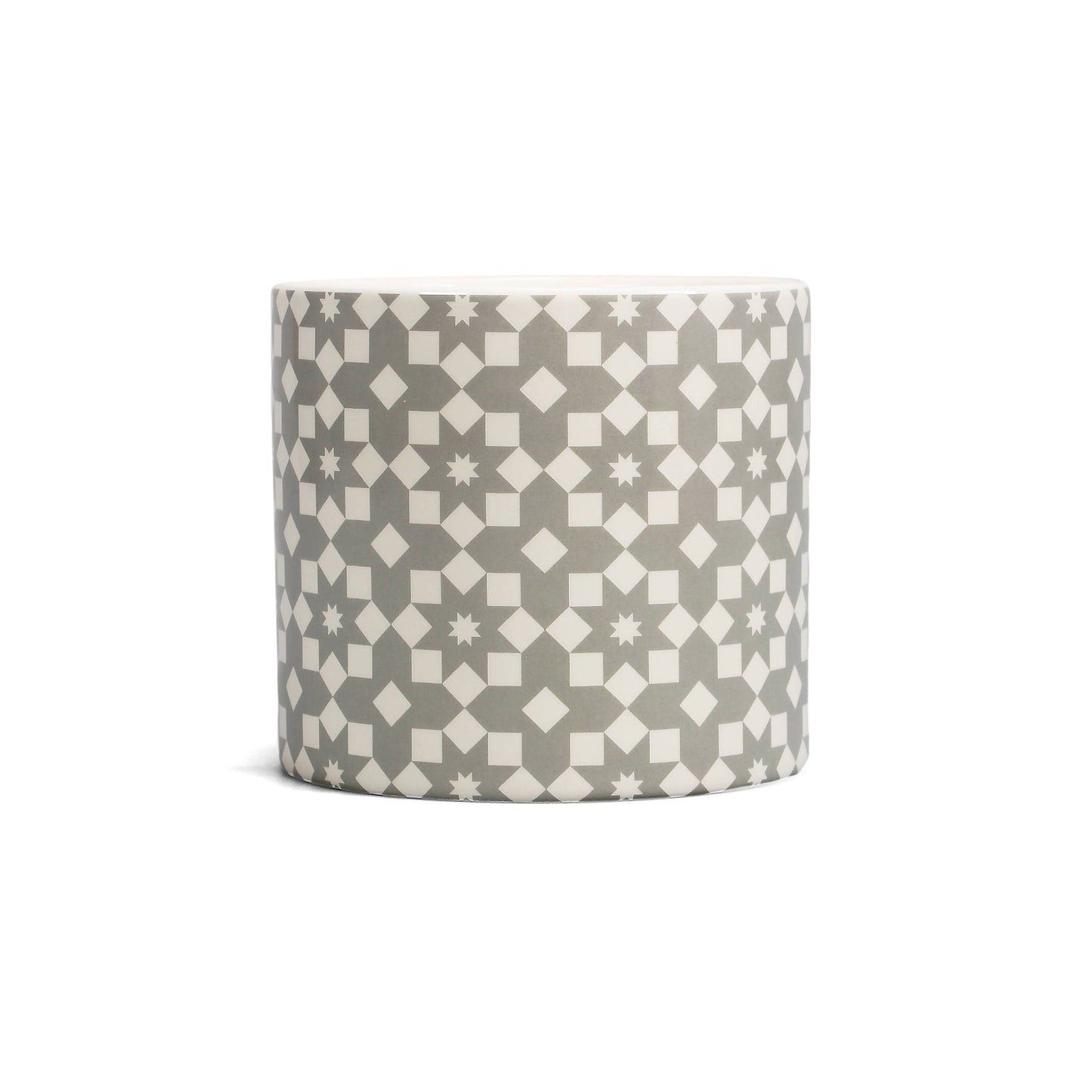 Pot de fleurs Carreaux - fleurs grises