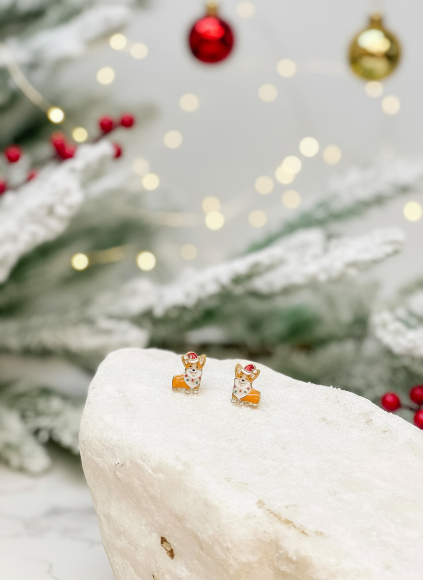 Boucles d’oreilles Corgi de Noël pour idée cadeau CoinCaillerie