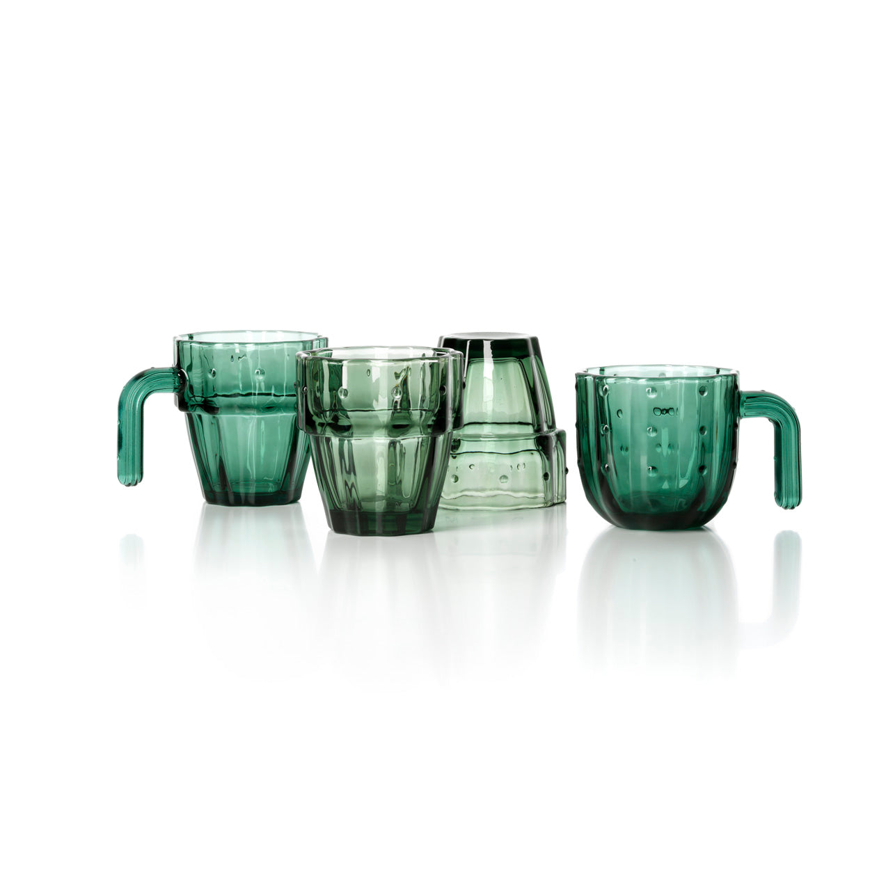 The Stack-a-Cactus Glasses - Green - Set of 4