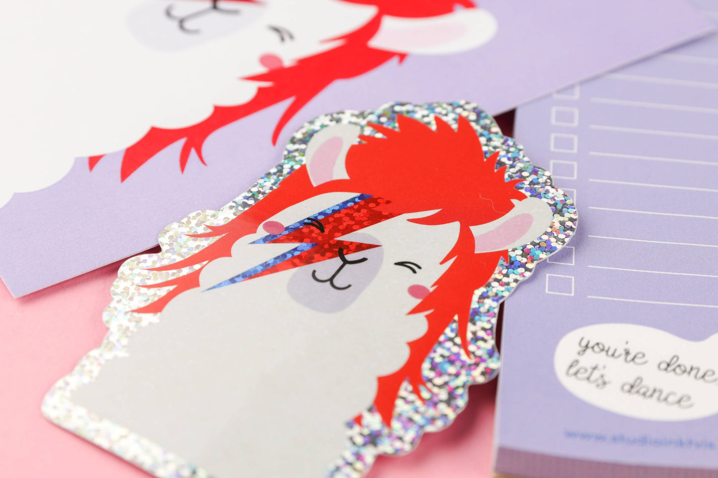 Autocollant Pailleté Lama David Bowie Ziggy Stardust