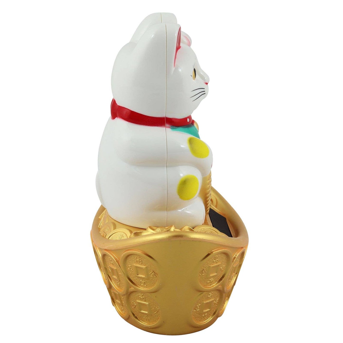 Weiße Solar-Glückskatze 14cm