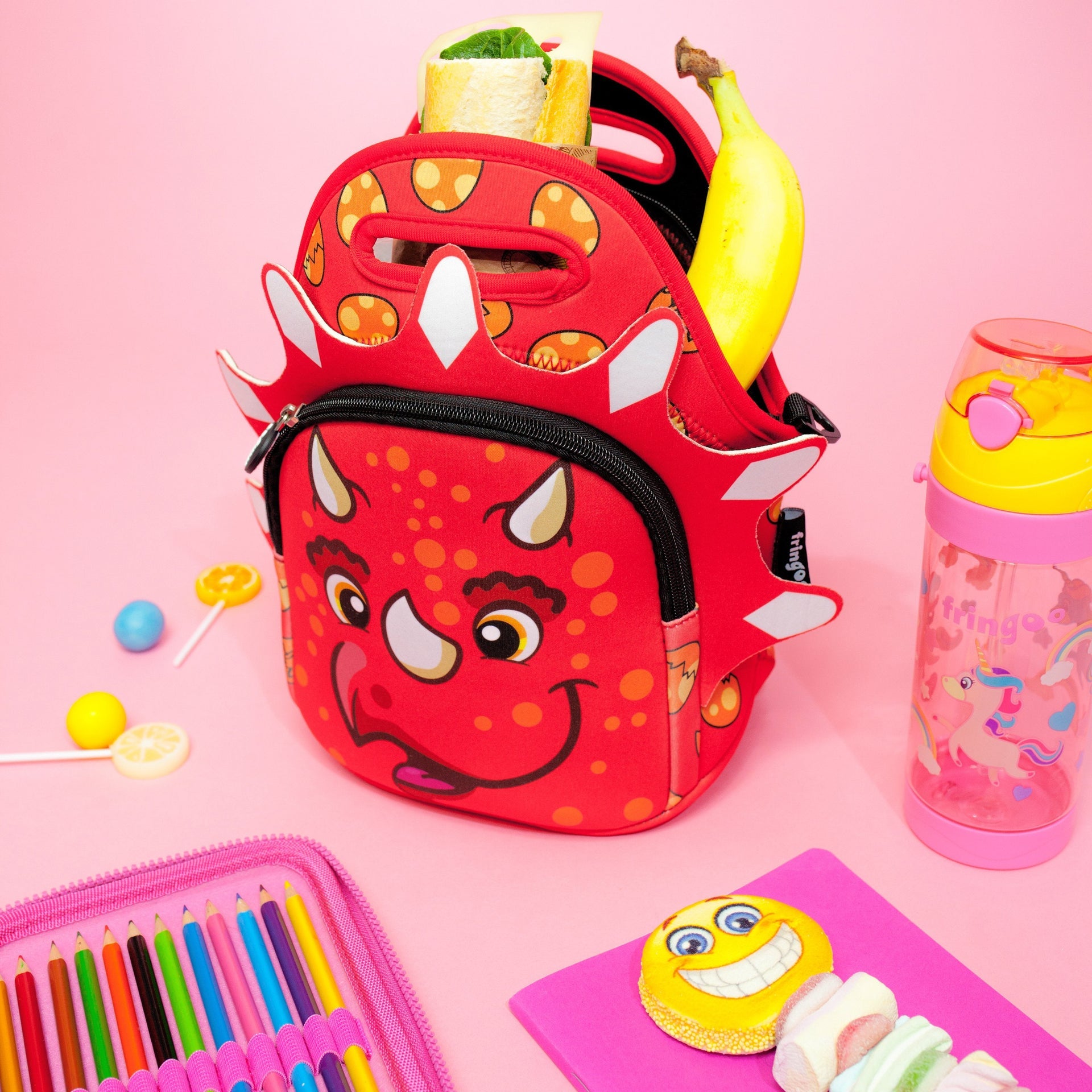 Sac repas enfant – dinosaure rouge