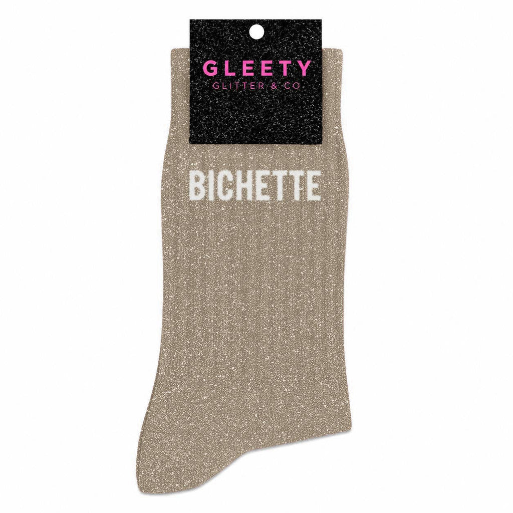 Chaussettes à Paillettes Bichette Beige