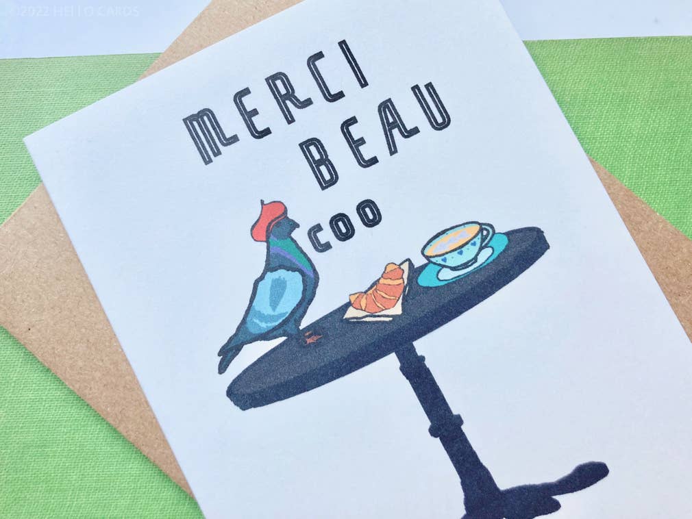 Carte de remerciement « Merci Beau Coo »