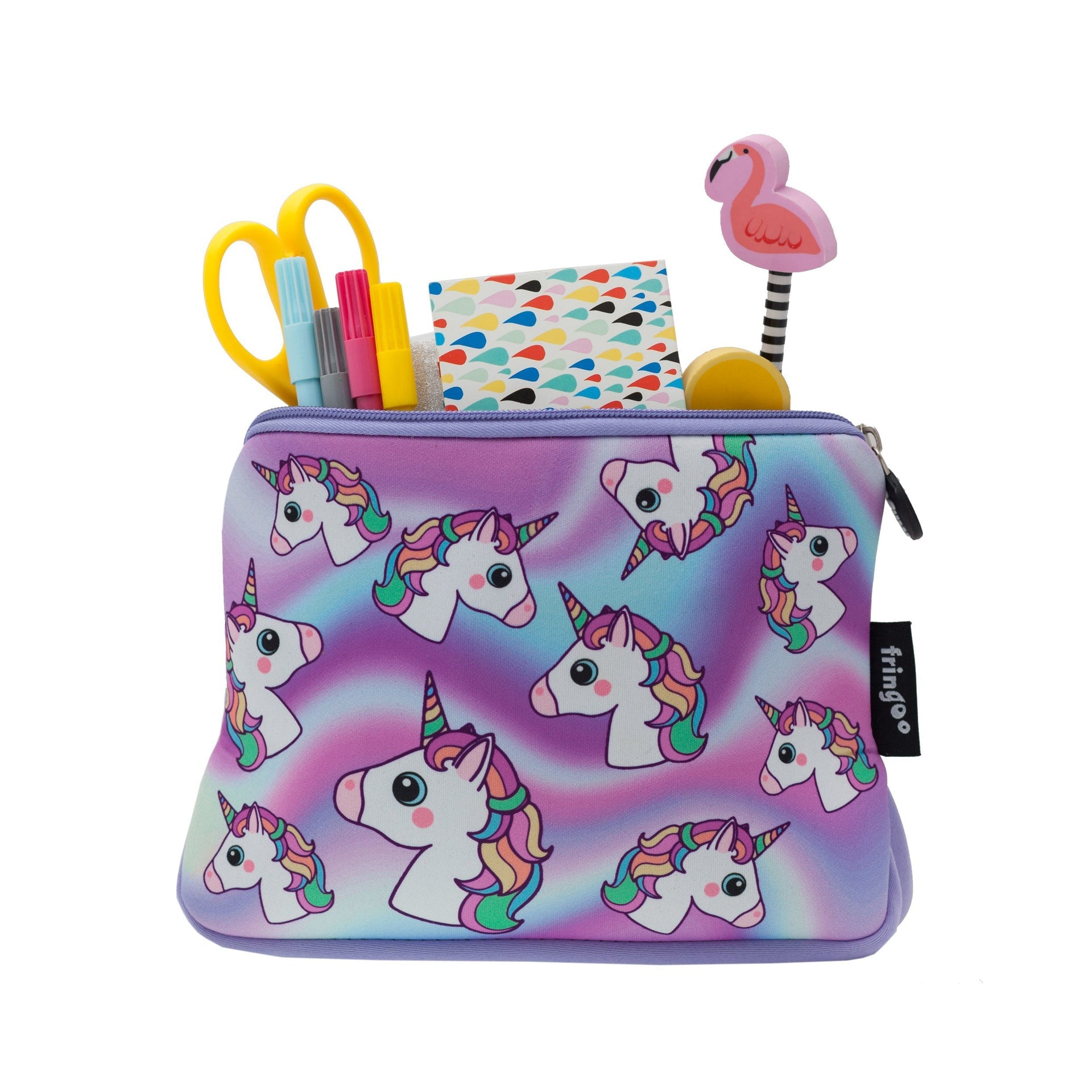 Grande trousse scolaire – licornes holographiques