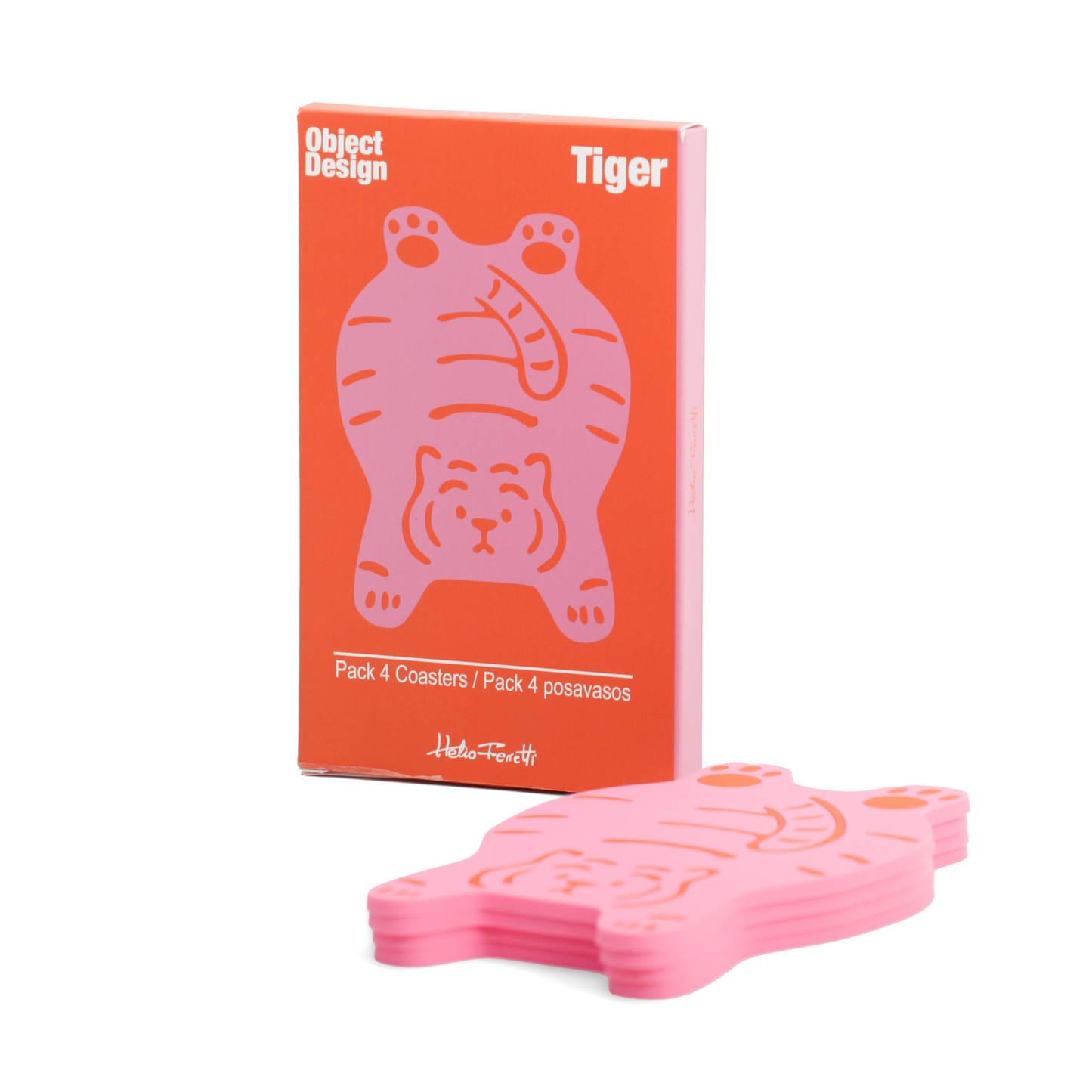 Lot de 4 Sous Verres Tigre Rose Helio Ferretti Vue 3