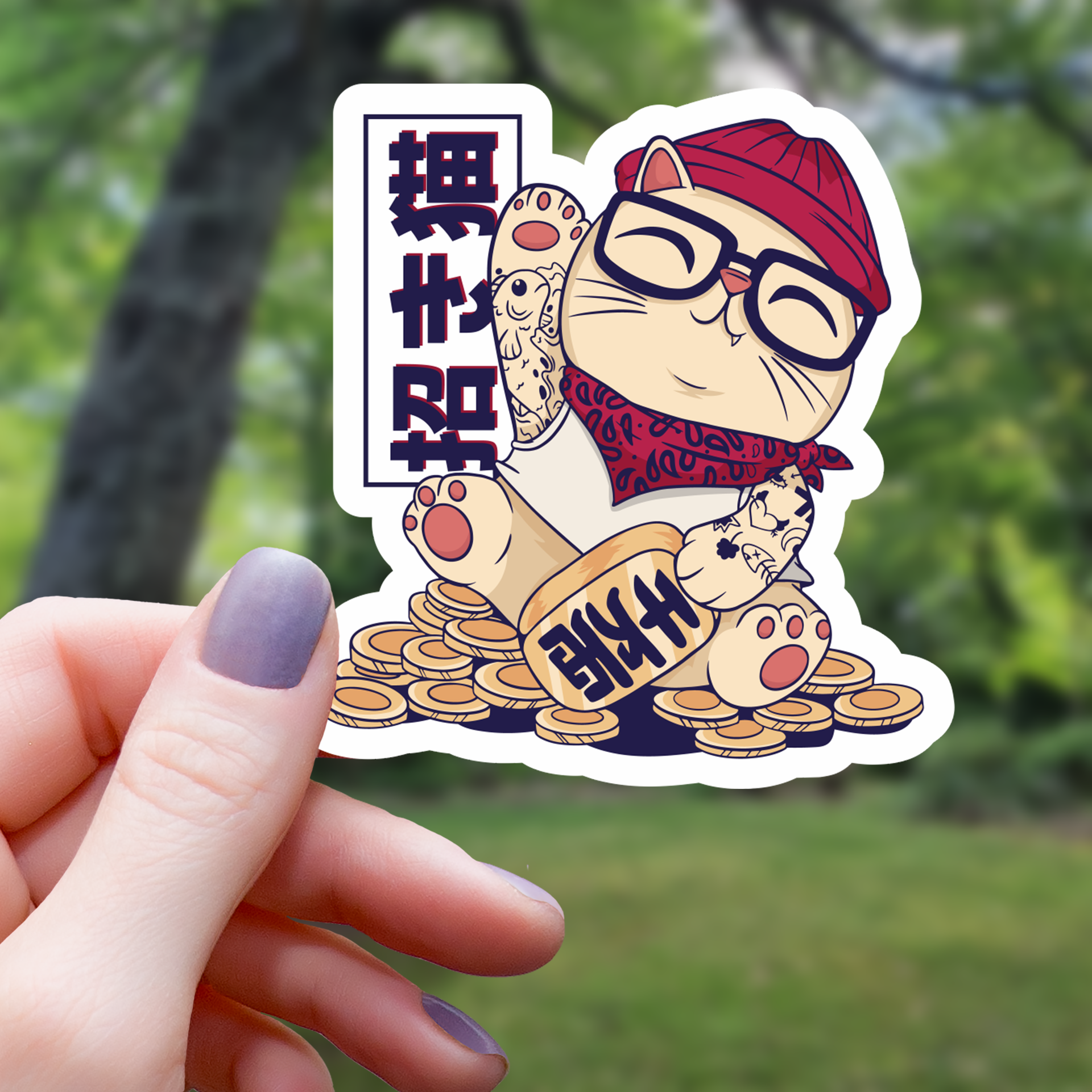 Hipster Lucky Cat -tarra