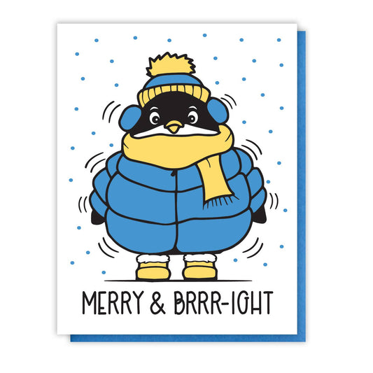 Carte de Vœux Pingouin « Merry & Brrright »