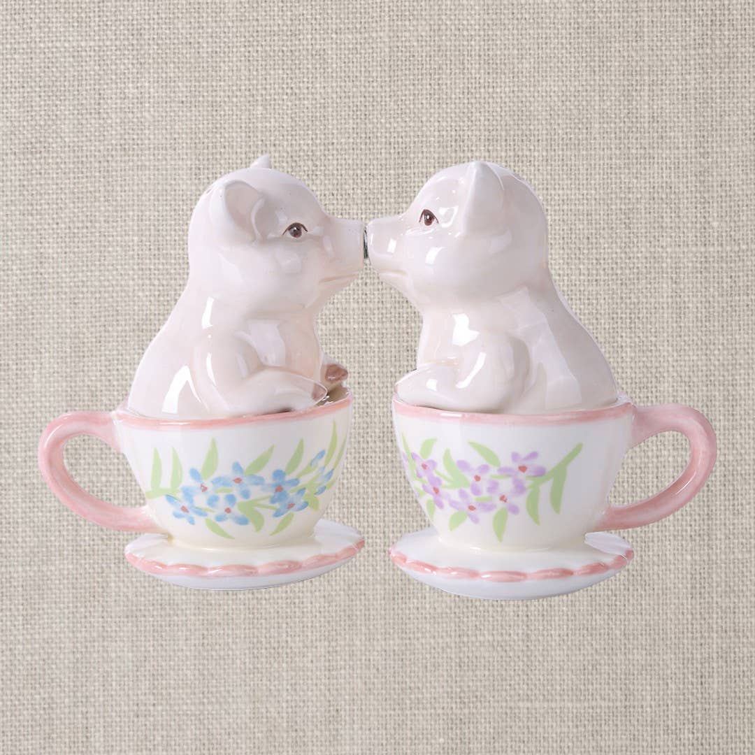 Salière et poivrière Cochons dans des Tasses à Thé – vue 3