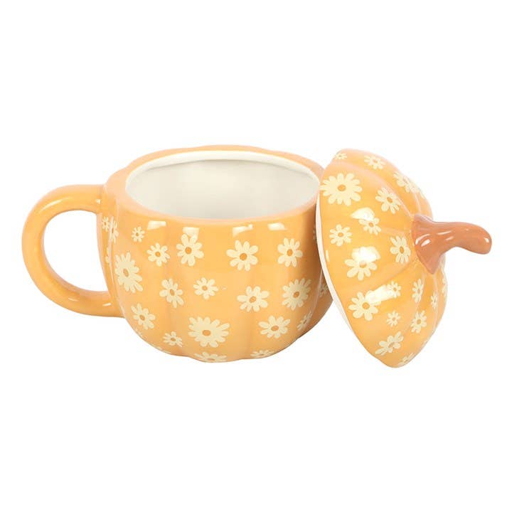 Mug avec couvercle Citrouille motif floral