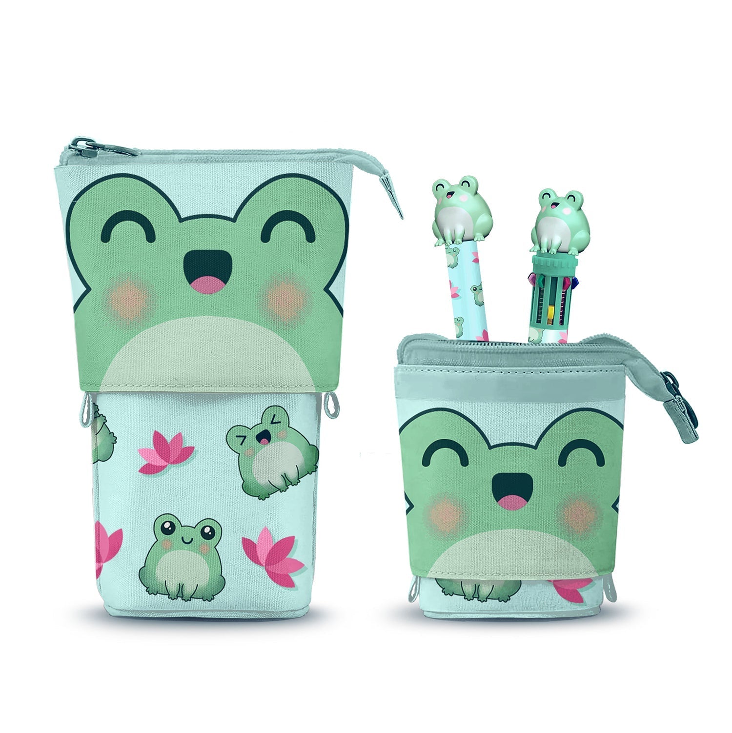 Trousse Cute + Stylo 10 Couleurs + Stylo Gel Effaçable Oh My Pop! « Froggy »