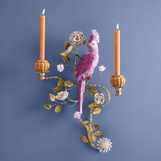 Applique Perroquet orange/rose