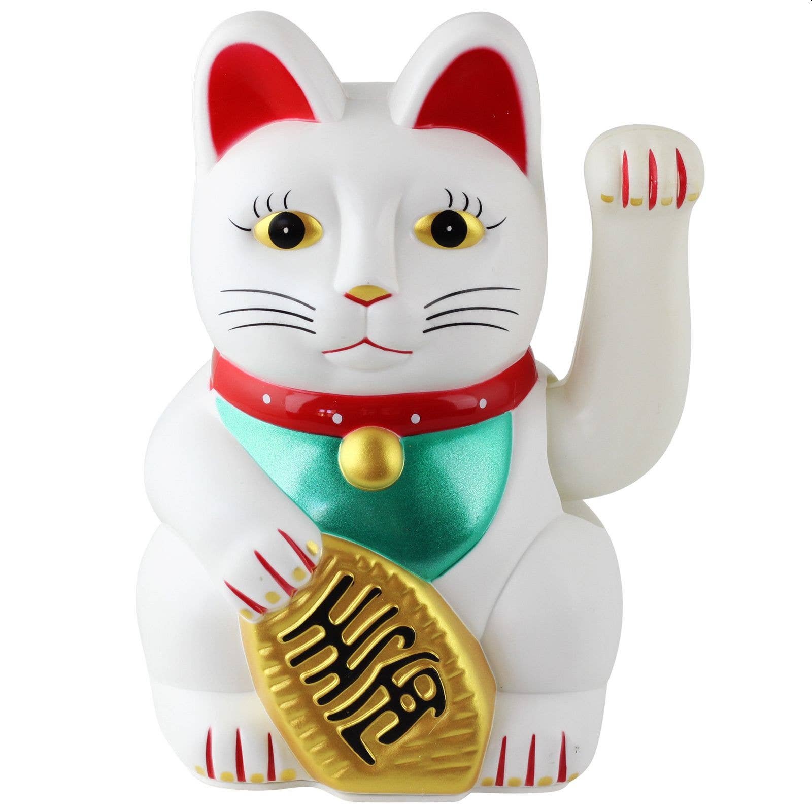 Chat chanceux blanc 18cm