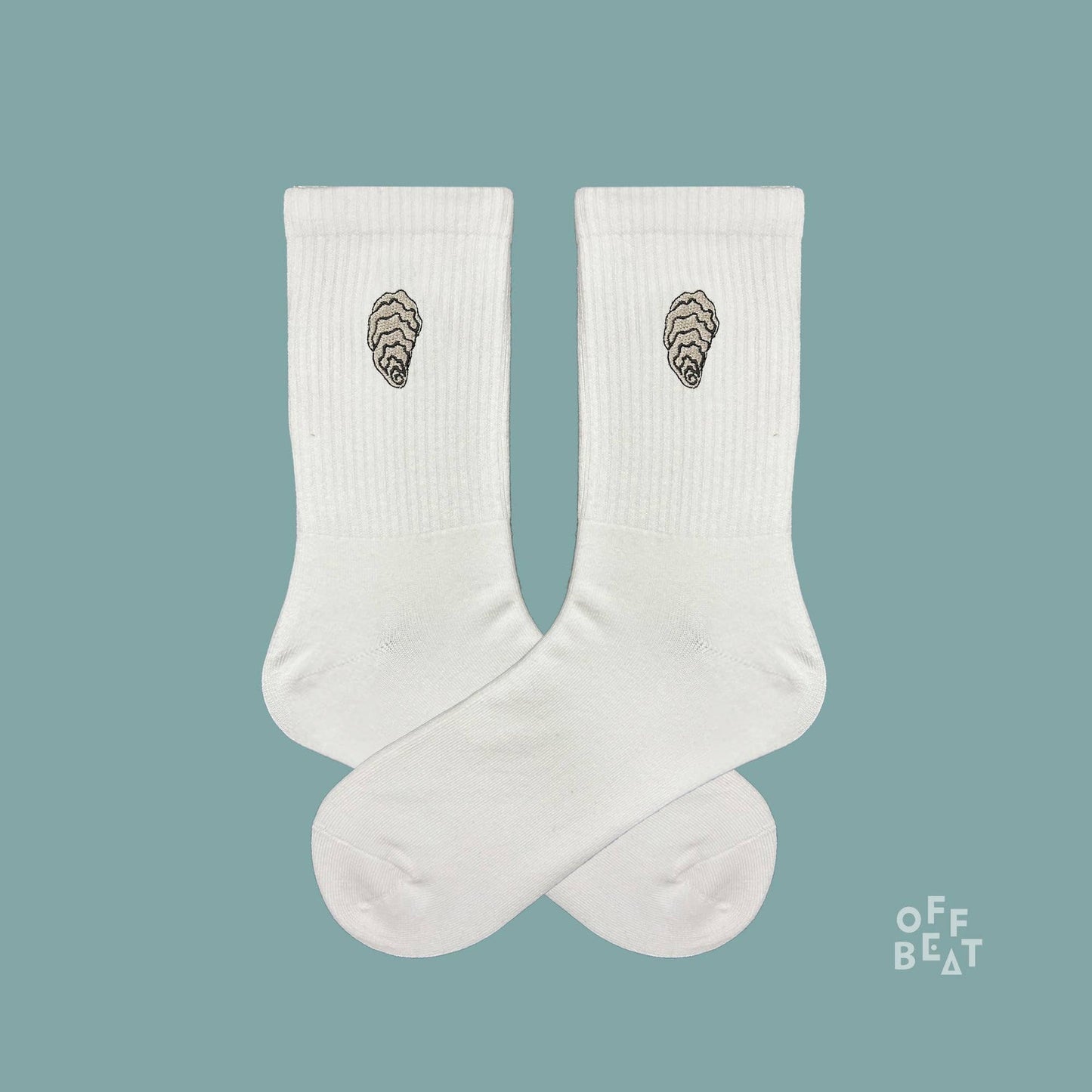 Chaussettes brodées Huitre