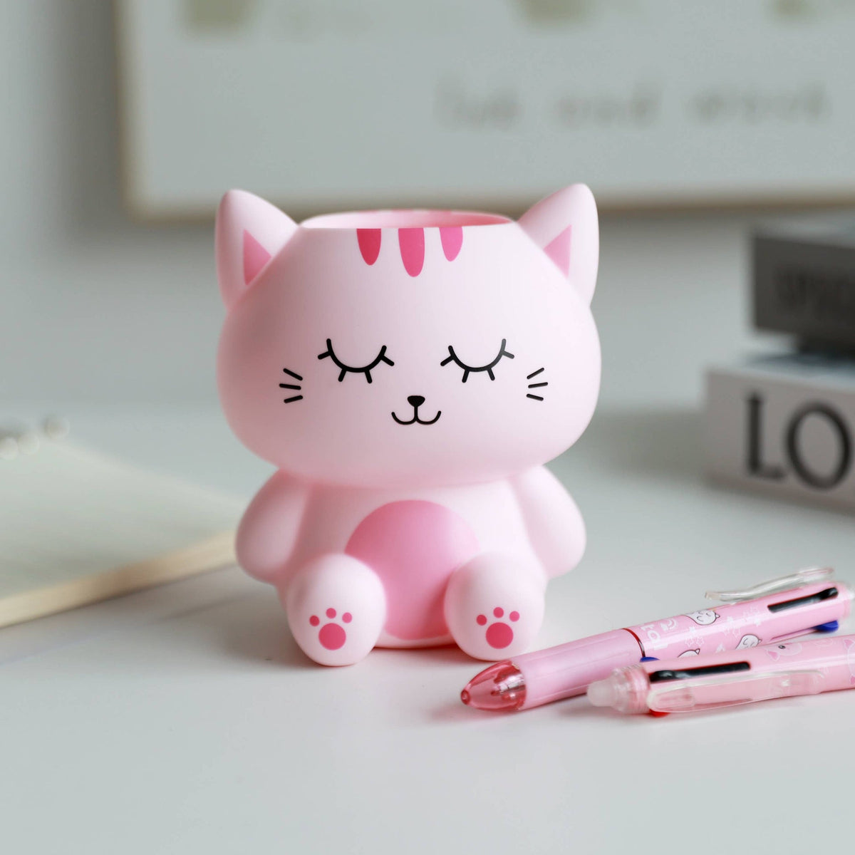 Porte-Stylo 3D Chat Rose