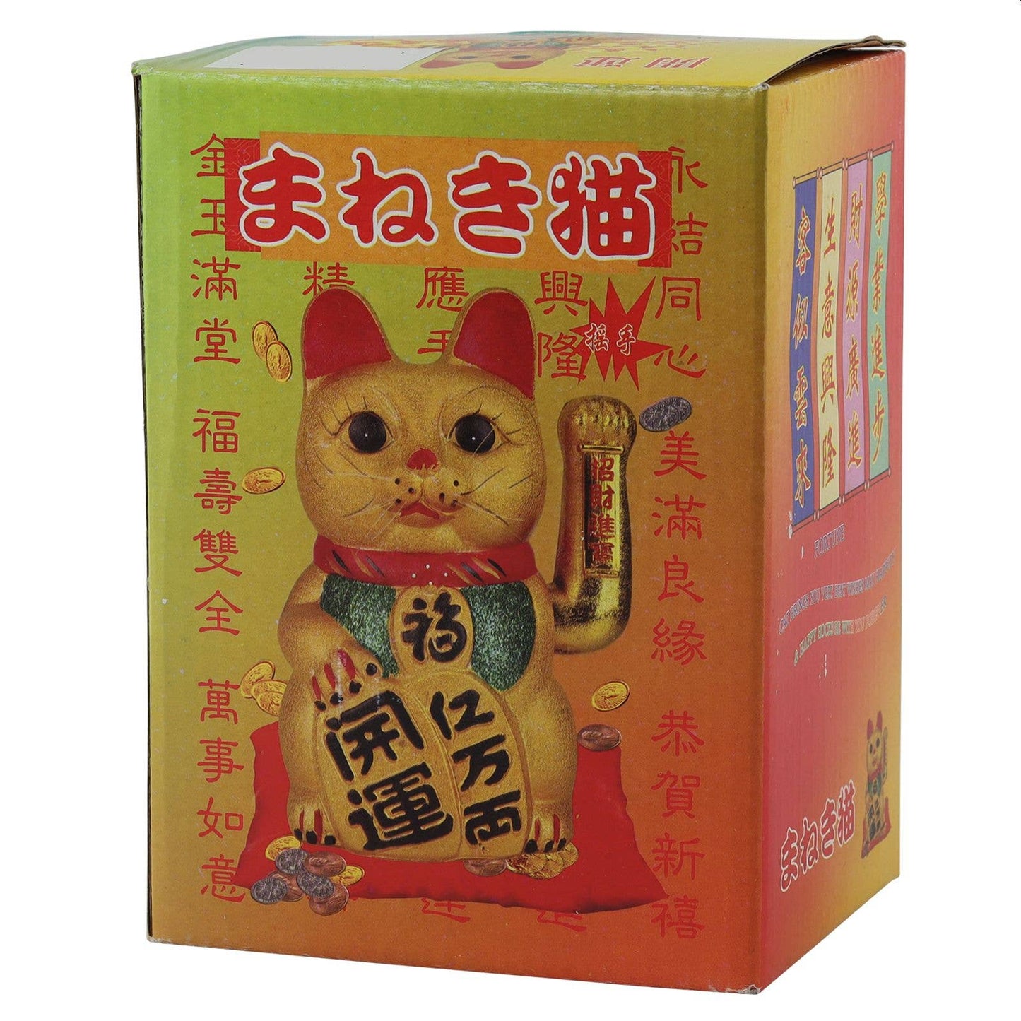 Chat Chanceux doré en céramique 17cm