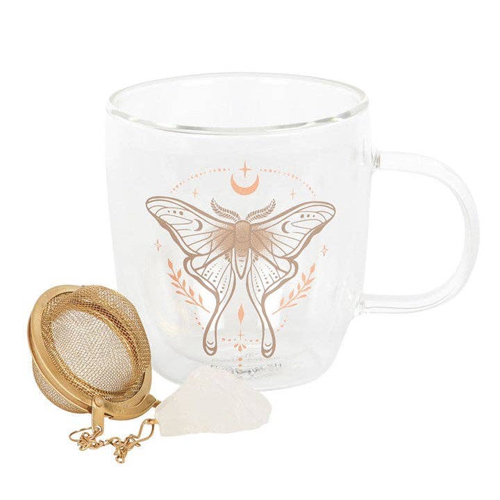 Mug en verre double paroi Luna Moth + infuseur quartz
