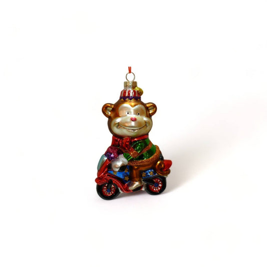 Christmas Ornament Circus Monkey on Motorcycle