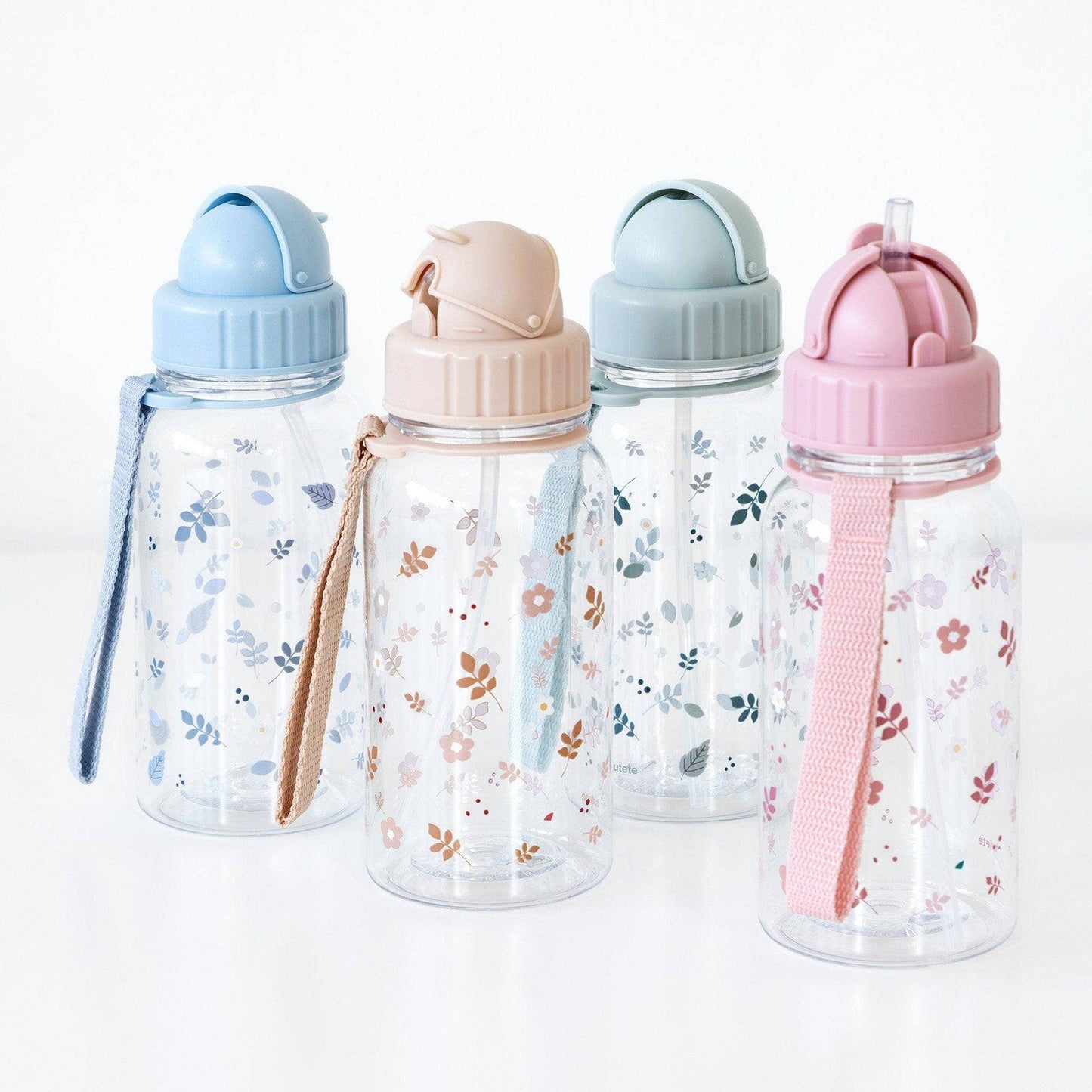 Bouteille en plastique Feuilles et Fleurs Roses - vue 3