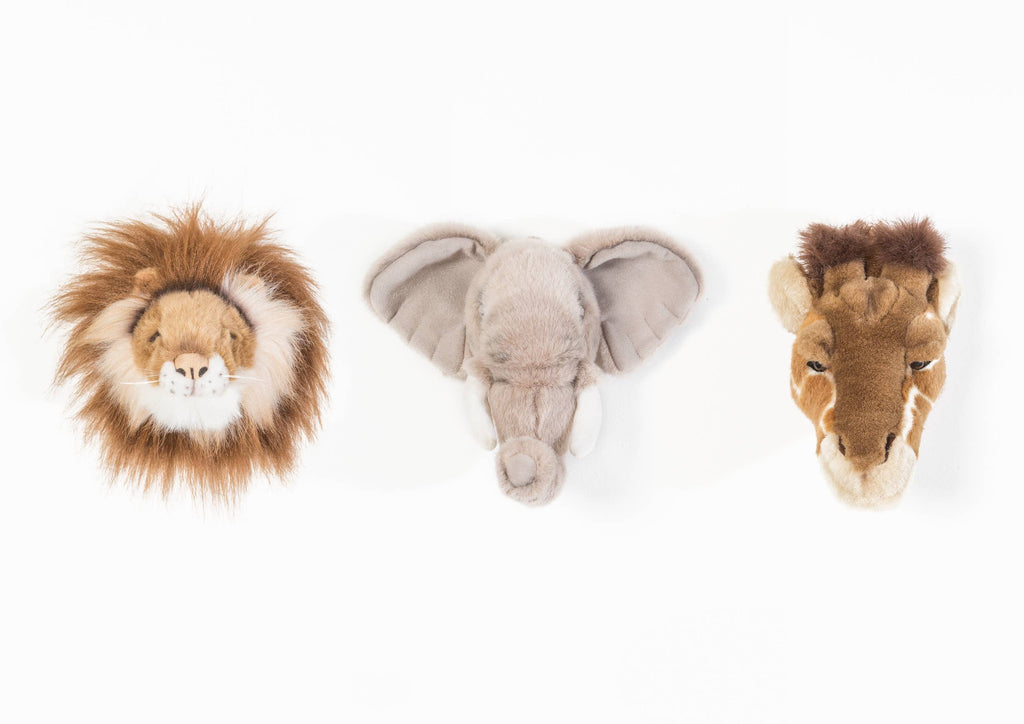Mini Décoration Murale Peluche Têtes d'Animaux : Coffret Safari - Wild & Soft