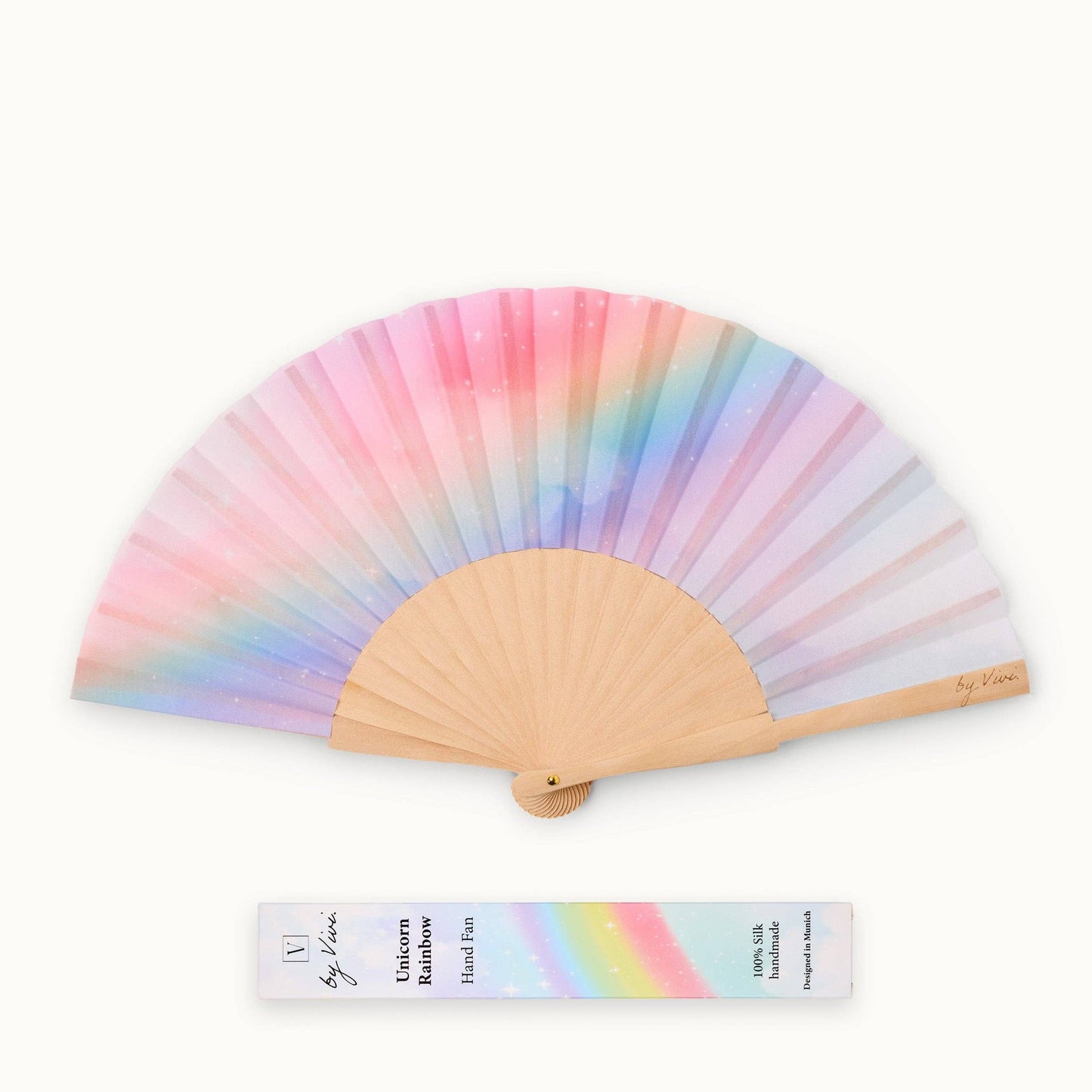 Éventail Licorne Arc-en-ciel