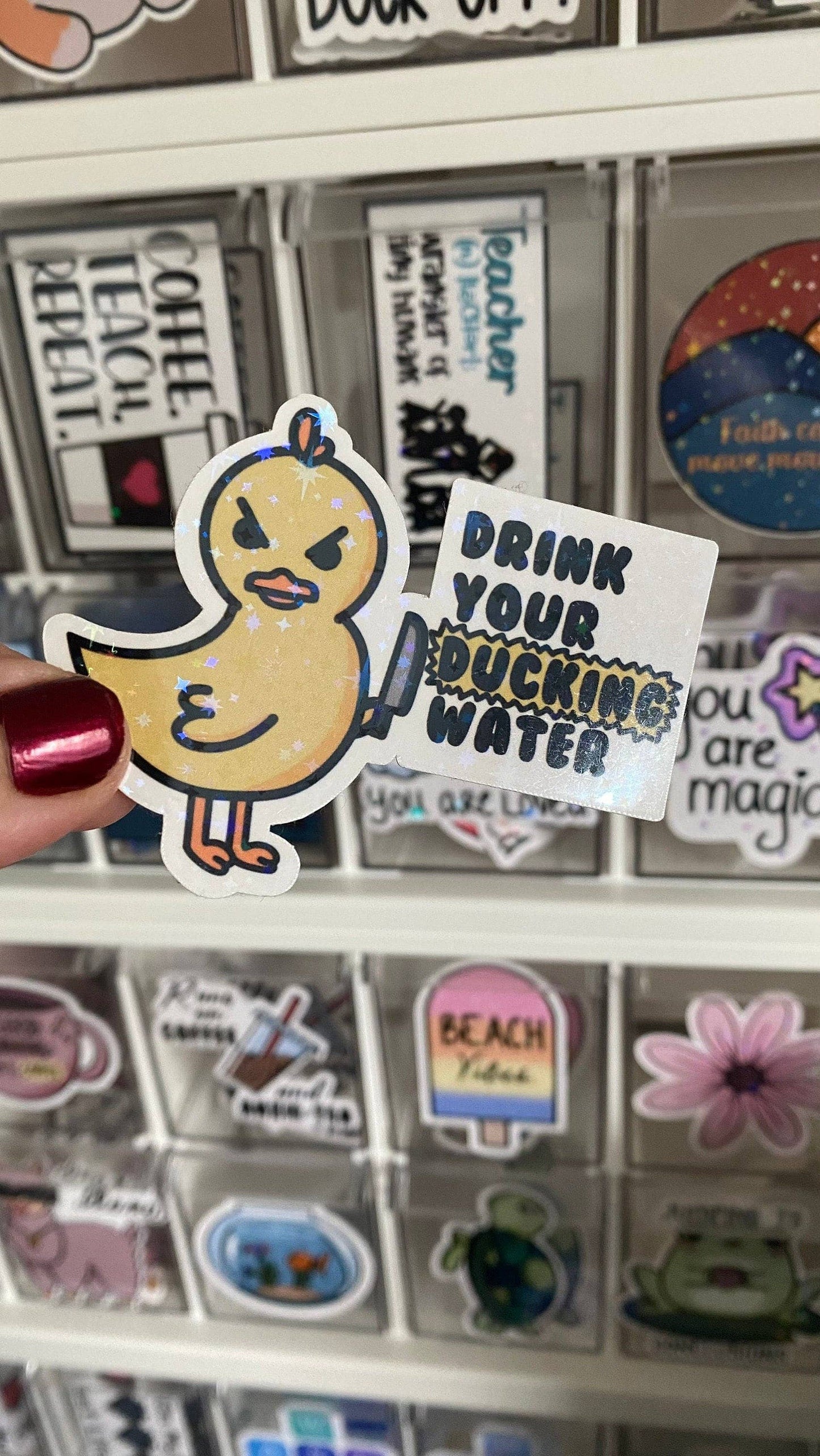 Sticker Canard "Drink Your Ducking Water" Mocca Stickers CoinCaillerie