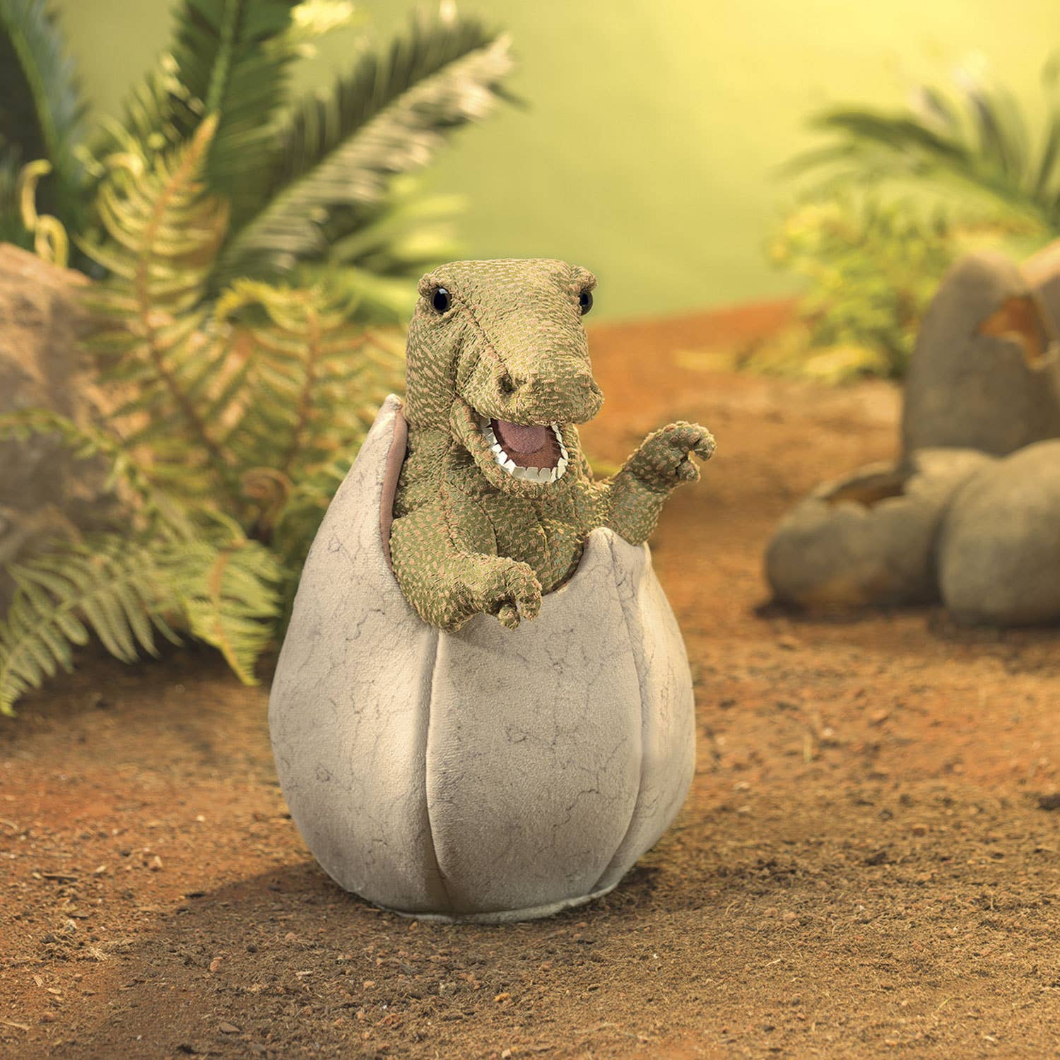 Marionnette à main Bébé dinosaure dans l'œuf 3134/ Œuf de dinosaure Folkmanis réaliste