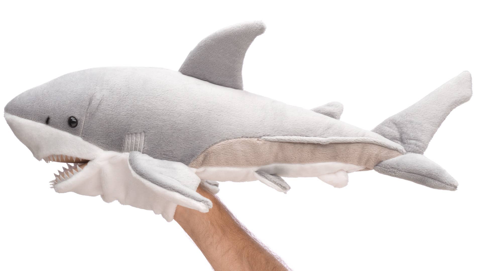 Marionnette Requin Blanc - 50 cm (longueur) - Peluche Uni Toys