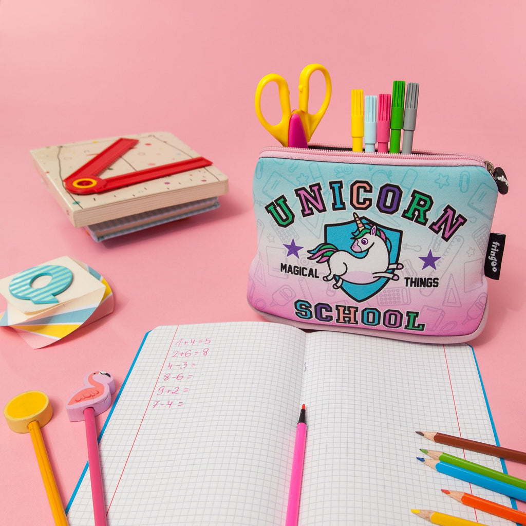 Grande trousse scolaire – motif licorne