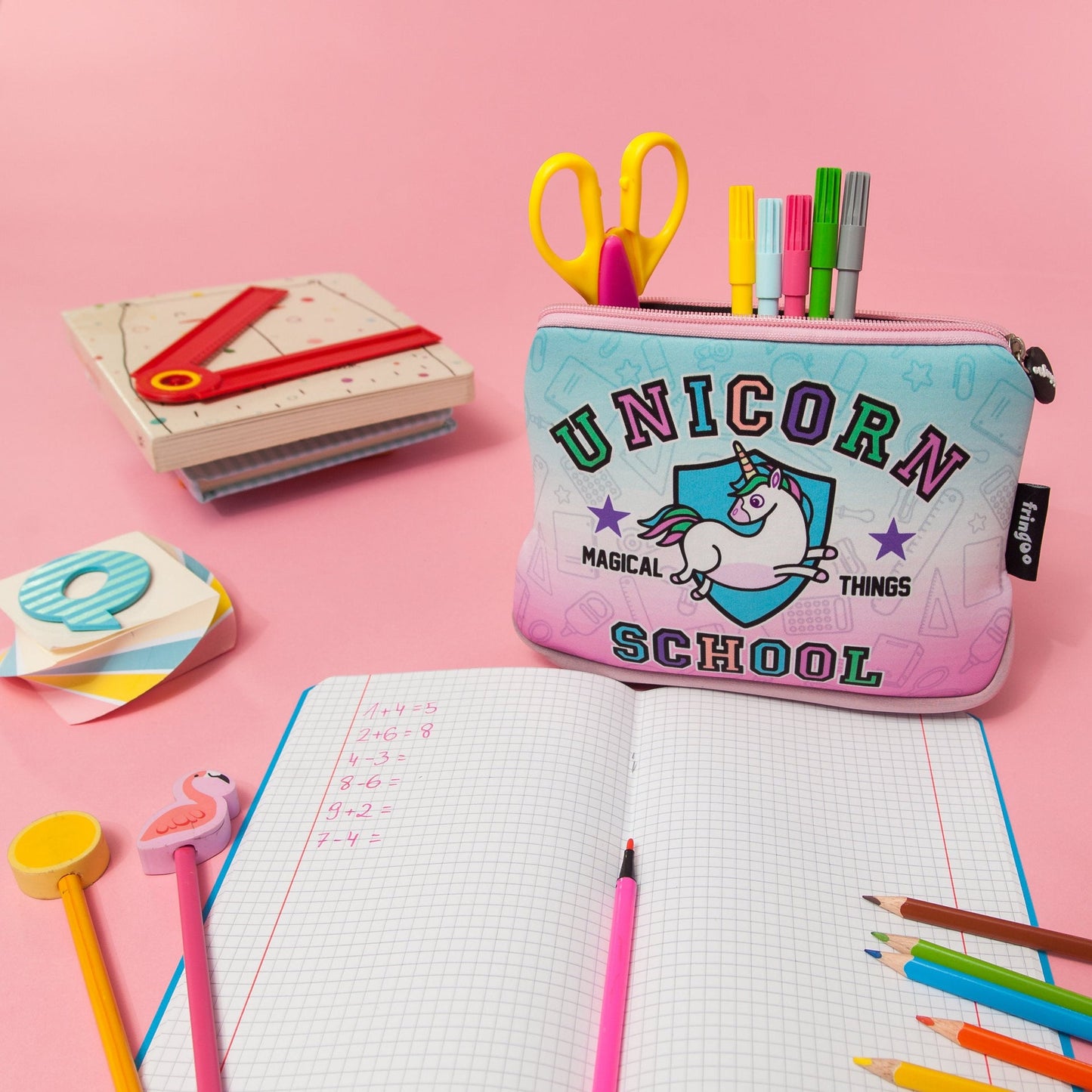 Grande trousse scolaire – motif licorne
