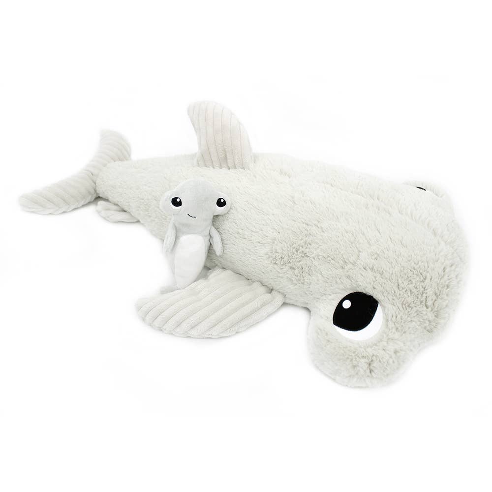 Peluche Ptipotos Maman et Bébé Requin Marteau - Gris Clair