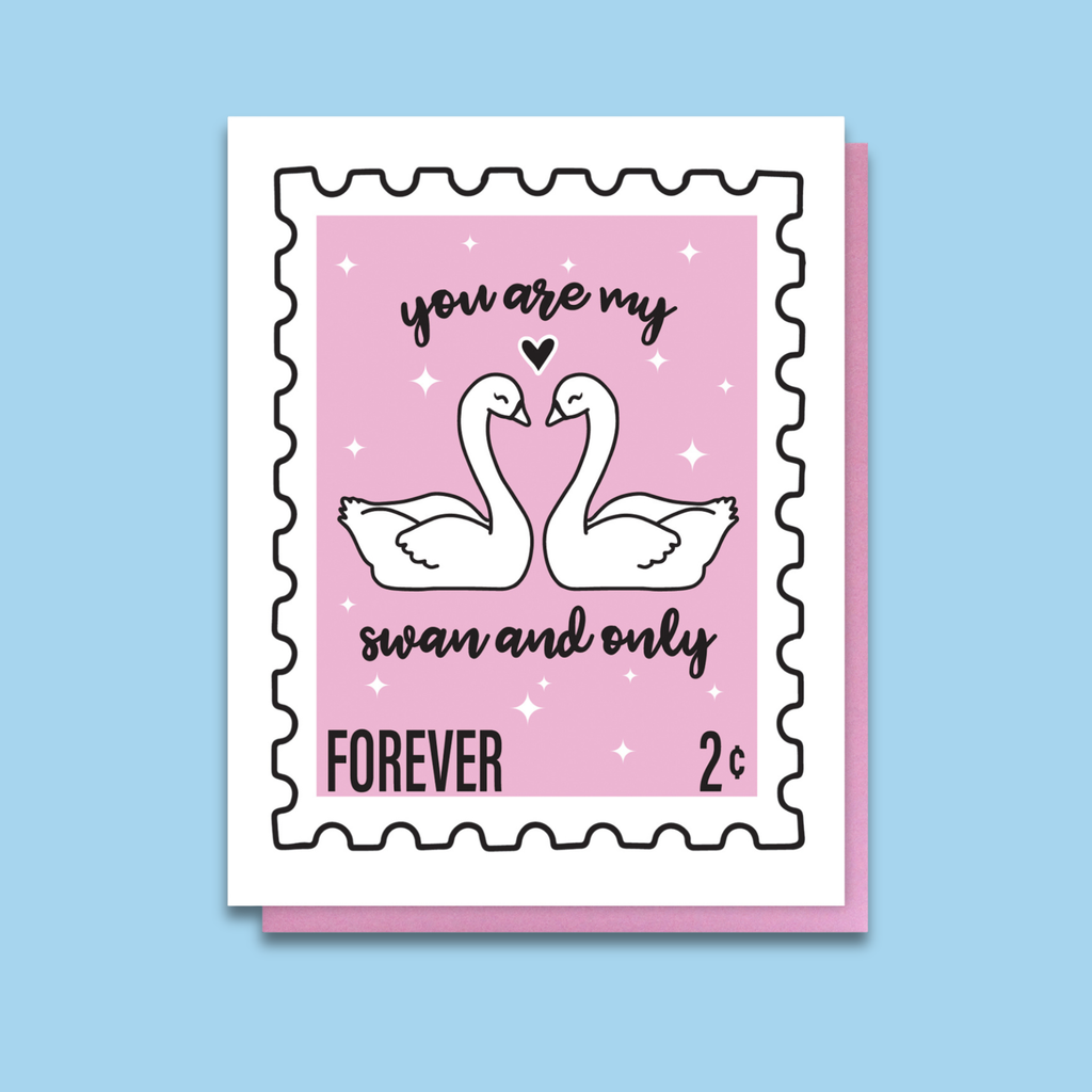 Letterpress Card "Love Swans"