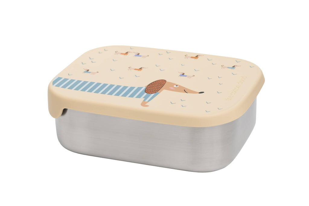 Lunchbox aus Edelstahl mit Fächern für Kinder – Dackel