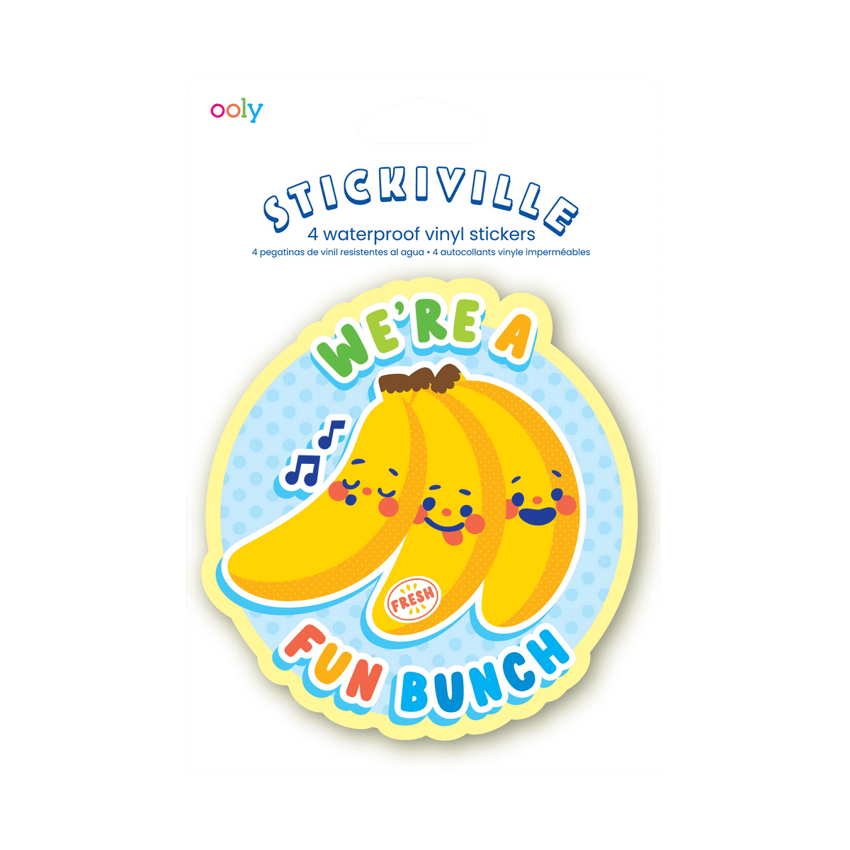 Autocollants vinyle Stickiville Fruits amusants – Lot de 4 OOLY — vue de présentation du produit