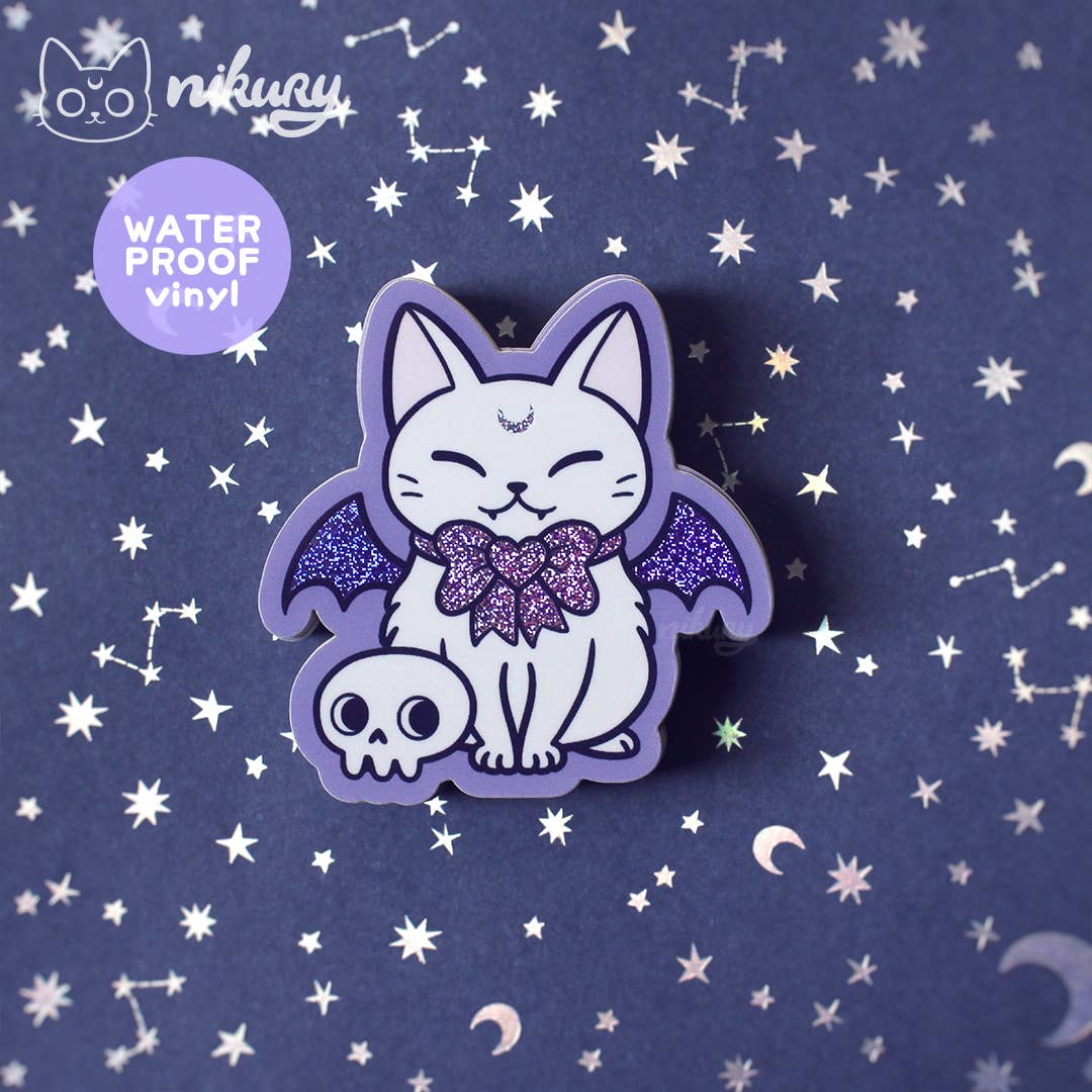 Autocollants Glitter Chat Chauve-souris Meowgical