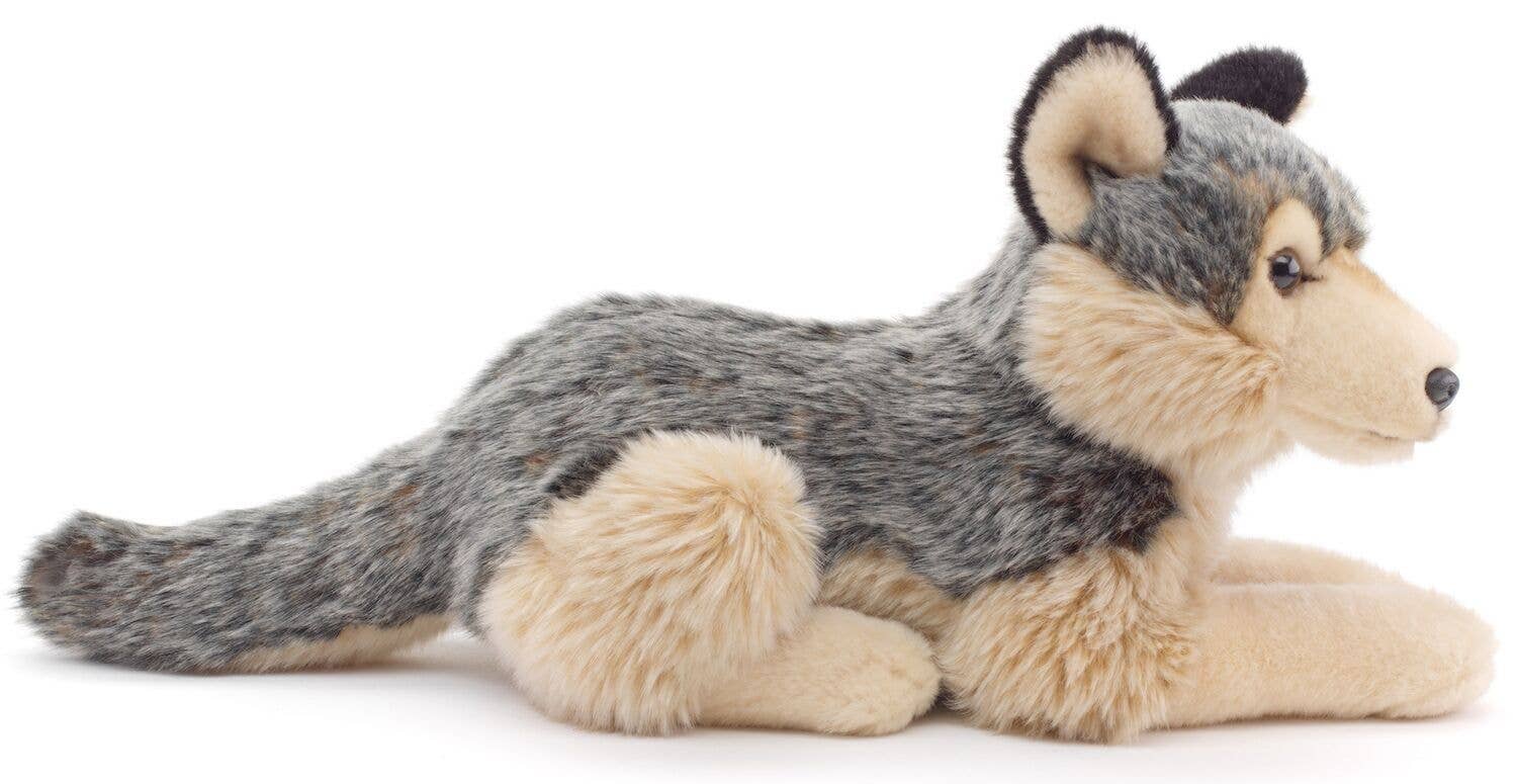 Peluche loup gris couché Uni Toys