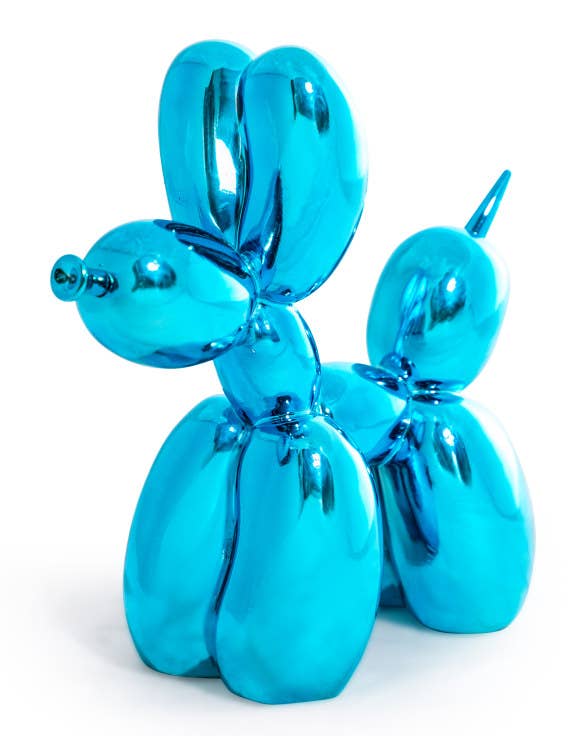 Grande figurine decorative Chien Ballon bleu électrique