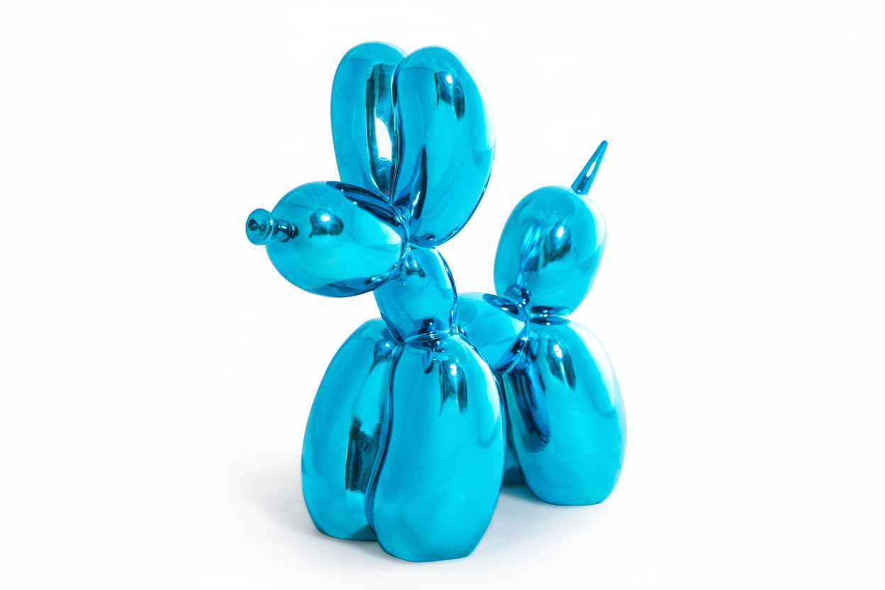 Grande figurine decorative Chien Ballon bleu électrique