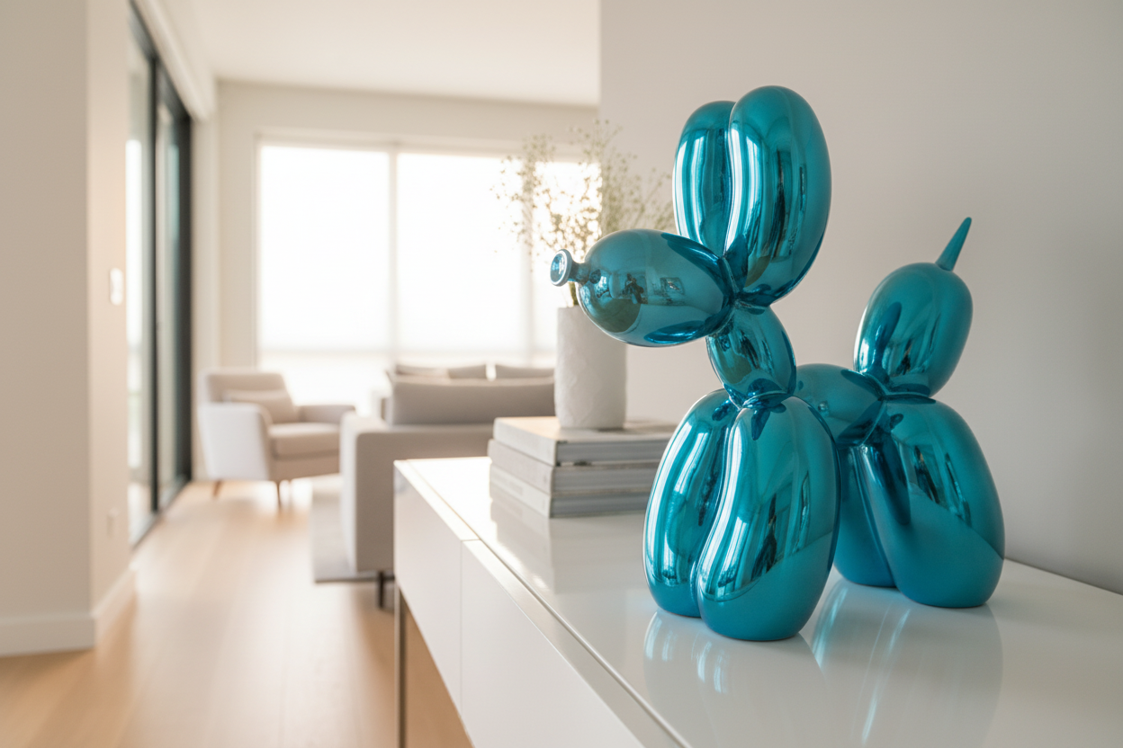 Grande figurine decorative Chien Ballon bleu électrique