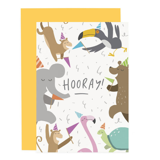 Animal Greeting Card "Hooray!"