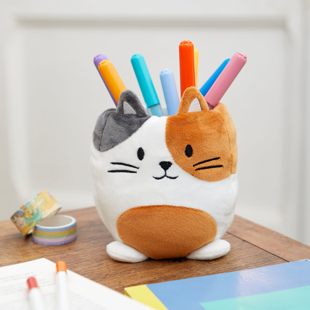 Fluffy Kitty Calico Pencil Holder
