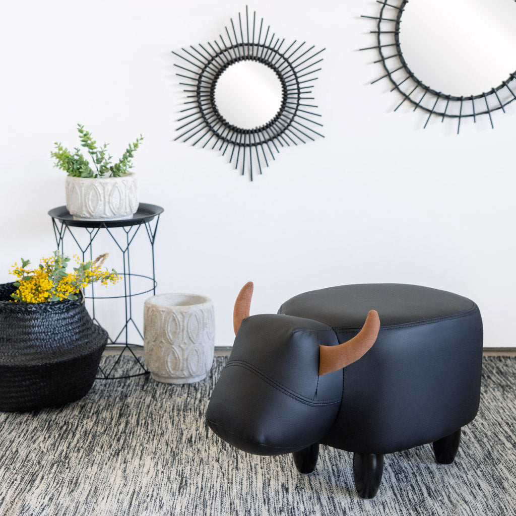 La Vache Stool – Faux Leather & Wood