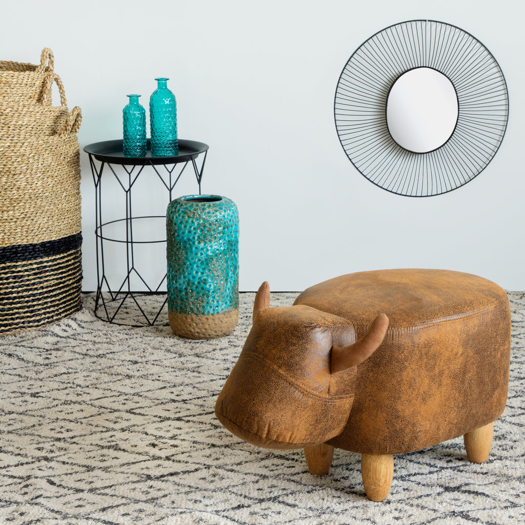 La Vache Stool – Faux Leather & Wood