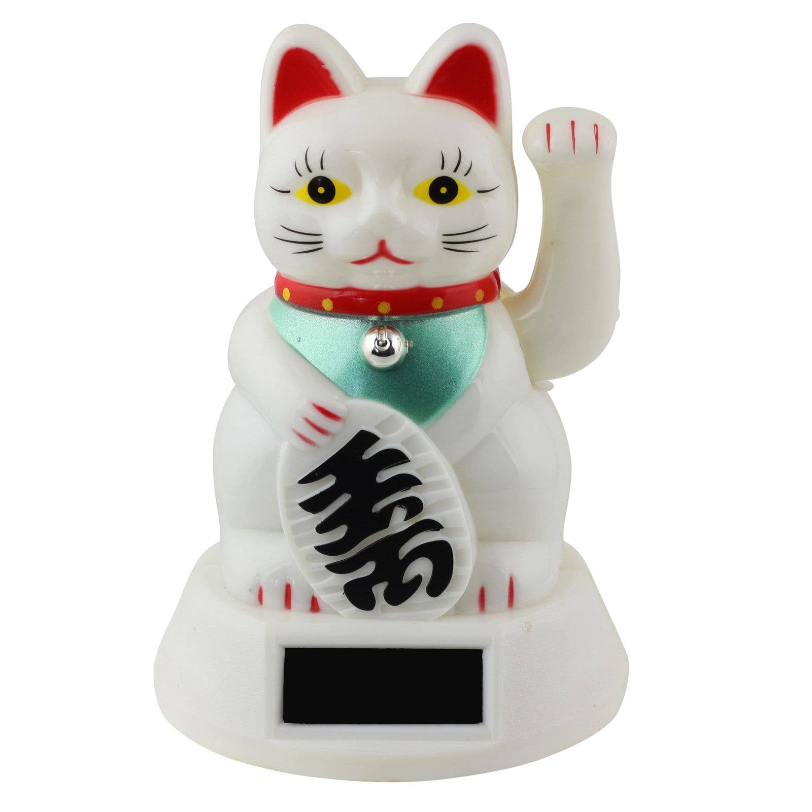Chat chanceux solaire blanc 12cm