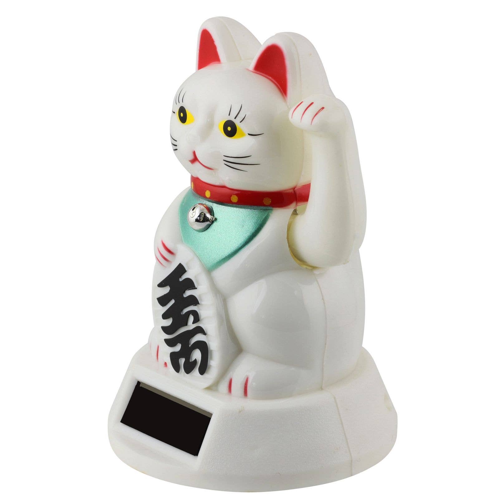 Chat chanceux solaire blanc 12cm