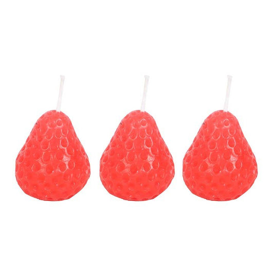 Lot de 3 bougies en forme de fraise