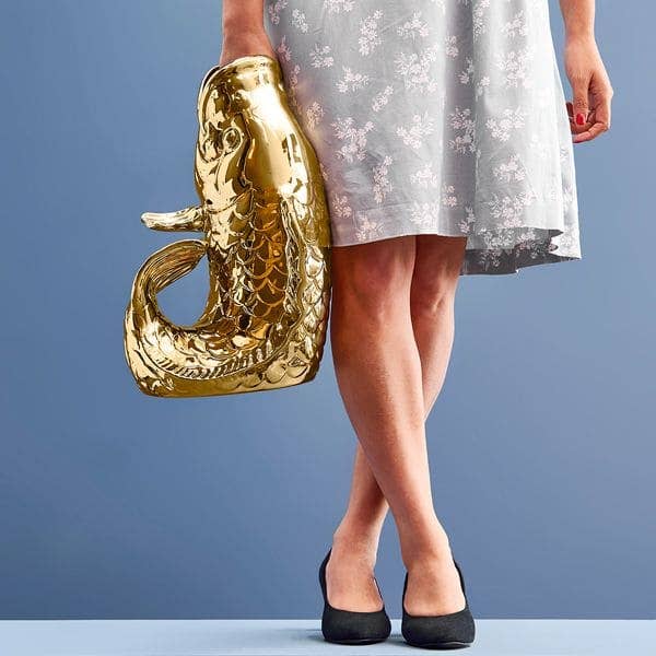 Goldene Blubb-Fischskulptur/Vase